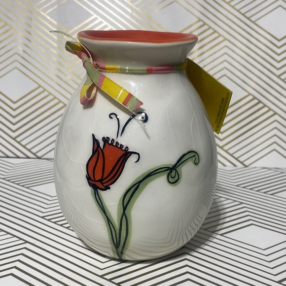 Starbucks Floral White Ceramic Vase with tulips - Picture 1 of 8